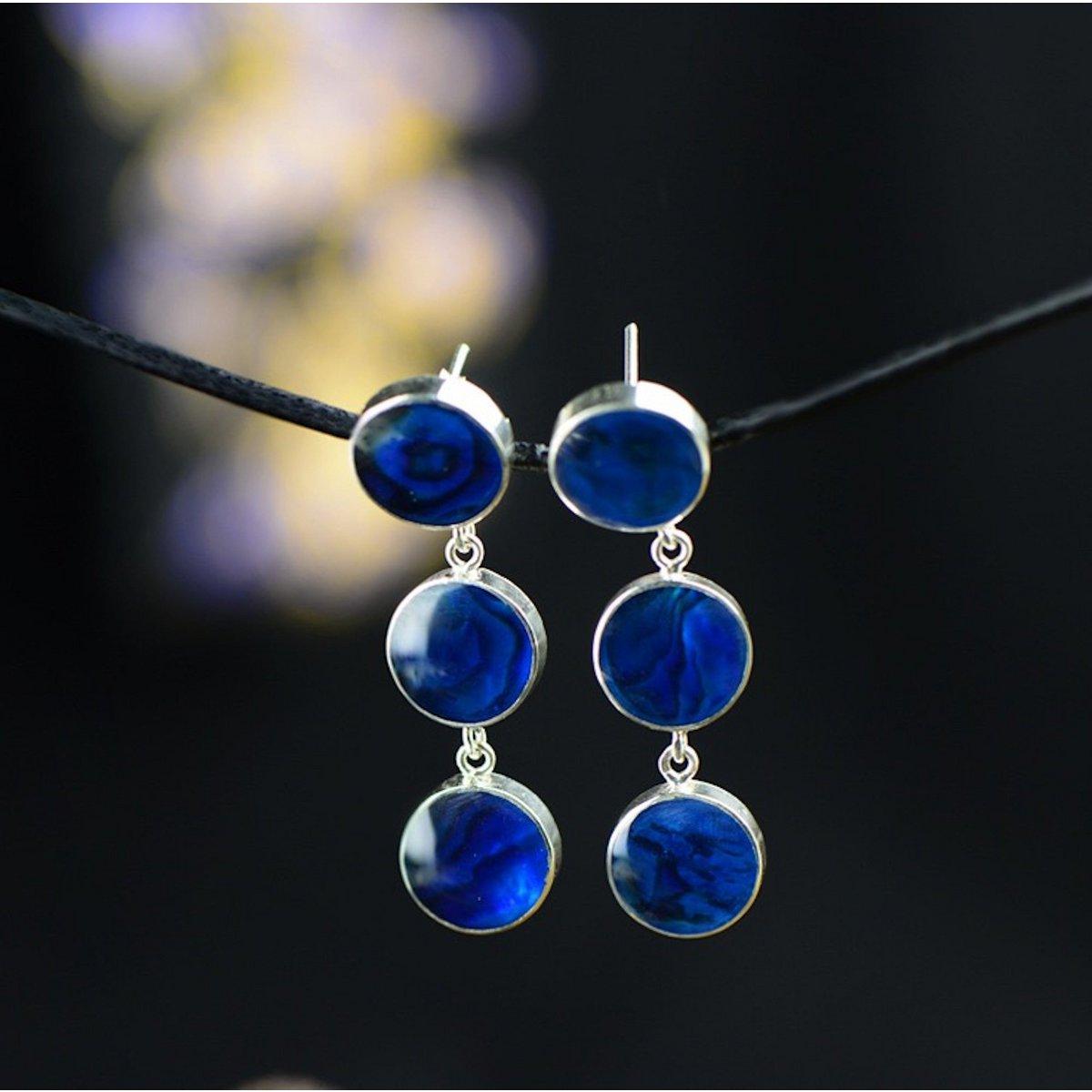 Blaue Abalone-Muschelohrringe – Handgefertigt aus 925er Silber - Daily Stuff