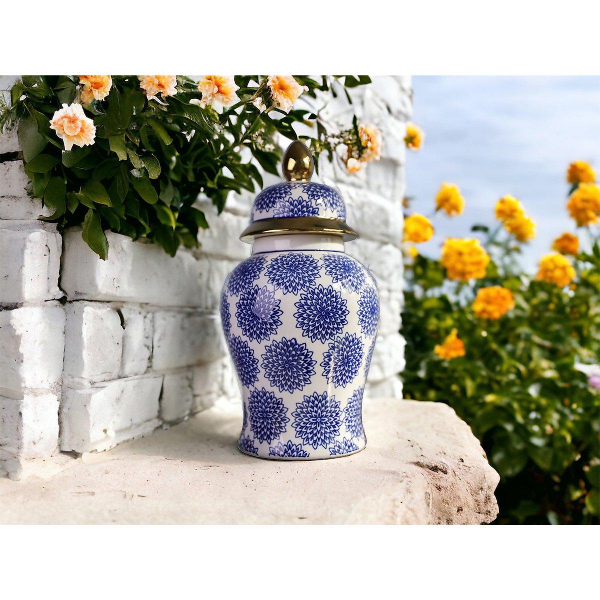Porzellanvase - Weiß Blau - Groß - Daily Stuff