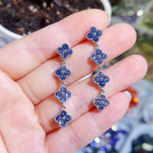 Lange Tropfenohrringe mit blauem Glückskleeblatt - Daily Stuff