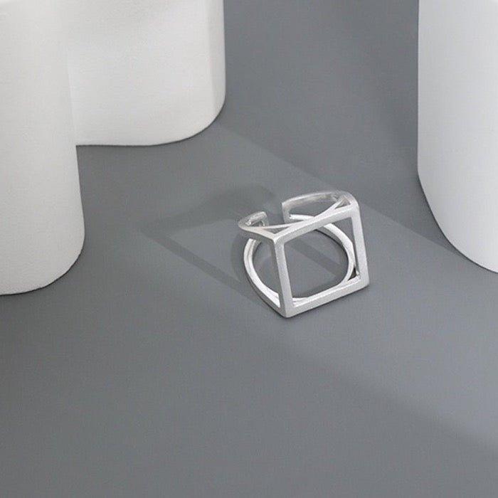Quadratischer Ring aus Sterlingsilber und Gold-Vermeil mit auffälligem Look - Daily Stuff