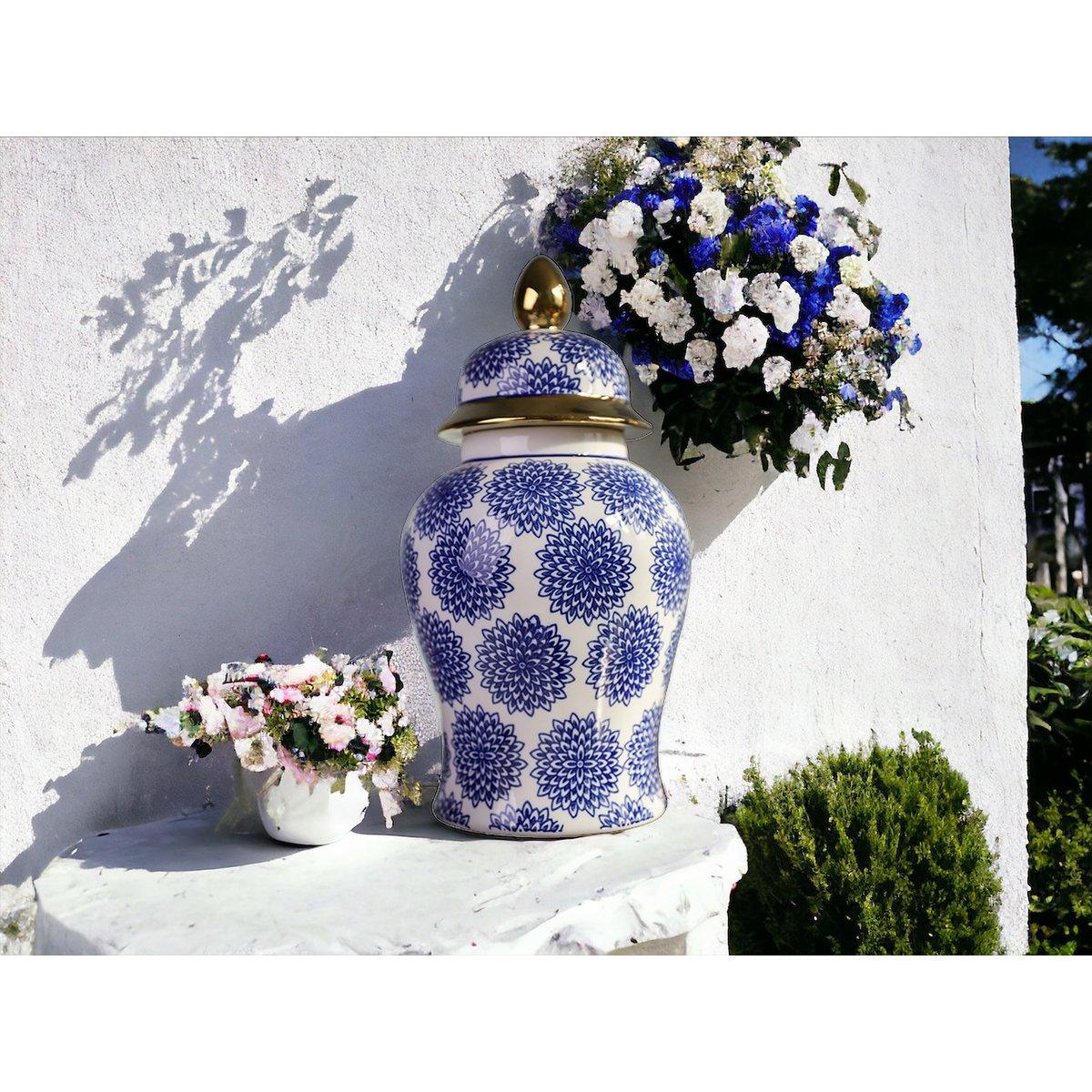 Porzellanvase - Weiß Blau - Groß - Daily Stuff
