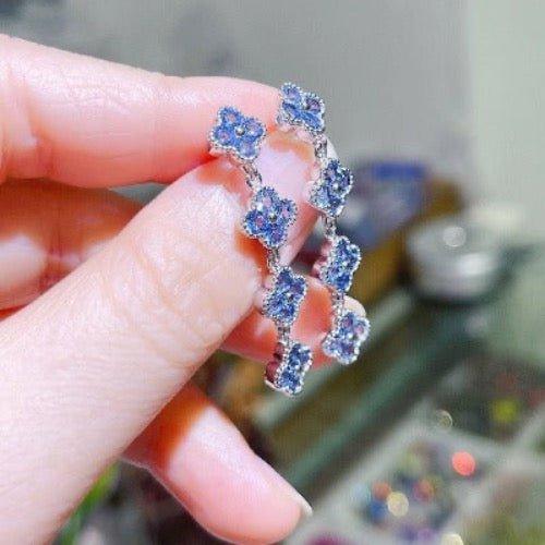 Lange Tropfenohrringe mit blauem Glückskleeblatt - Daily Stuff
