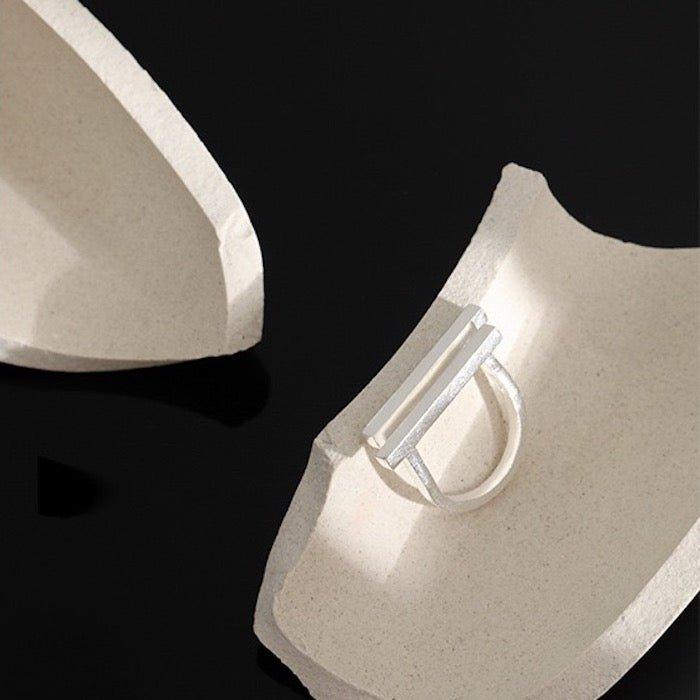 Geometrischer Doppelstegring aus Sterlingsilber und Goldvermeil - Daily Stuff
