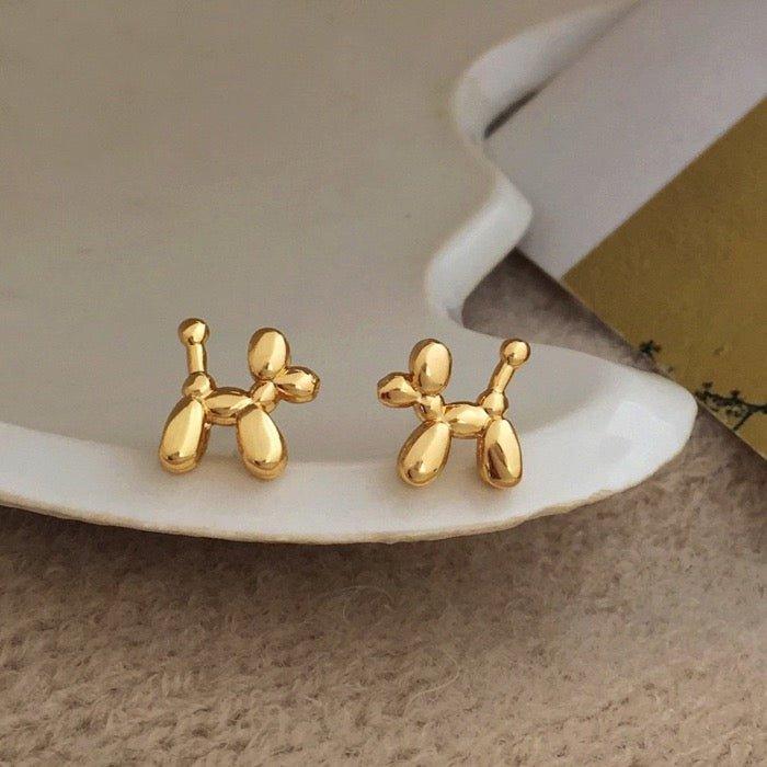 Niedliche kleine Ohrstecker mit Ballonhund – Gold und Silber - Daily Stuff