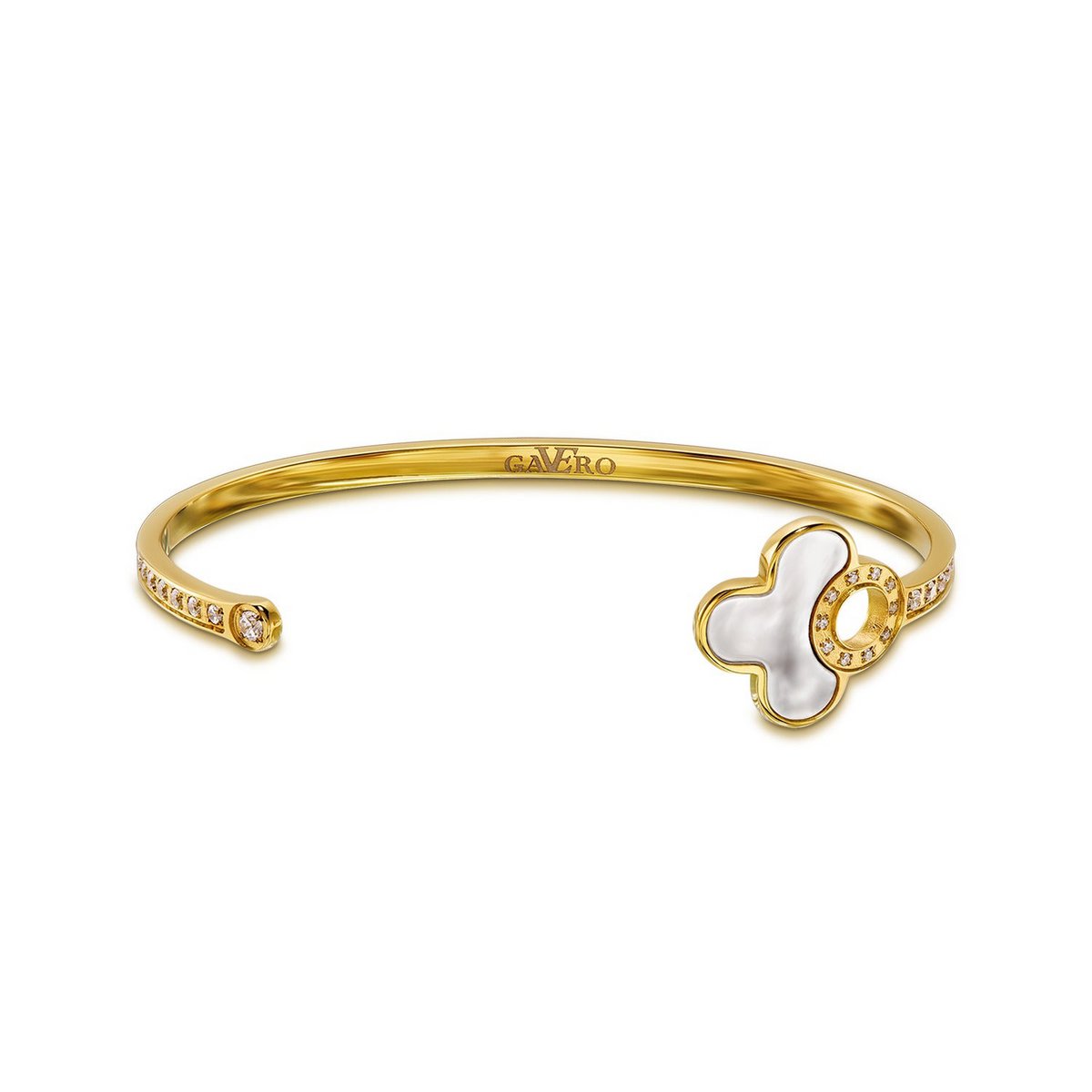 CHIAVE Armspange mit Kleeblatt-Design – Edelstahl & 18K Vergoldung, wasserfest
