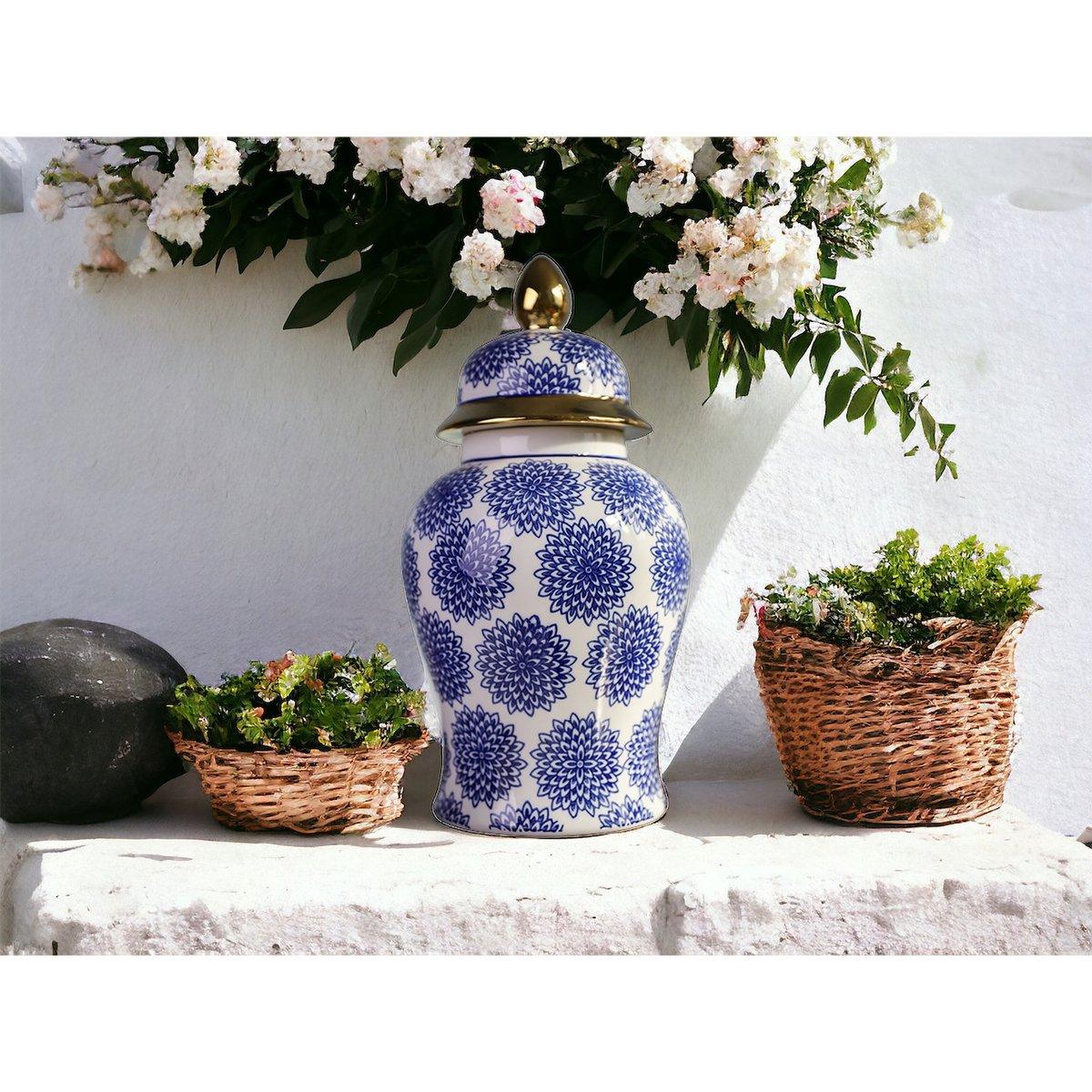 Porzellanvase - Weiß Blau - Groß - Daily Stuff