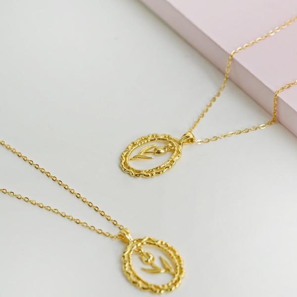 Moderne Vintage-Tulpen-Halskette – Gold-Vermeil - Daily Stuff