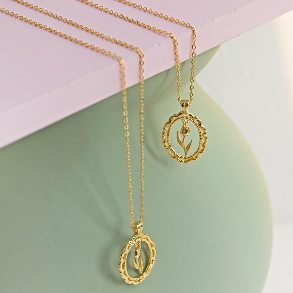 Moderne Vintage-Tulpen-Halskette – Gold-Vermeil - Daily Stuff
