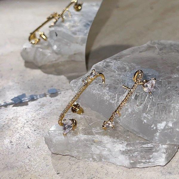 Moderne Vintage-Ohrmanschette mit glitzernder Linie, einteilig - Daily Stuff