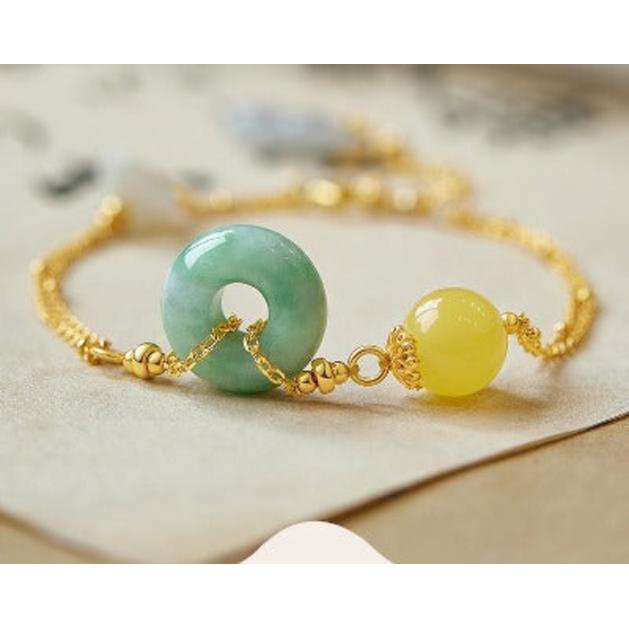 Goodluck Buckle – Armband mit Jade & Bernstein