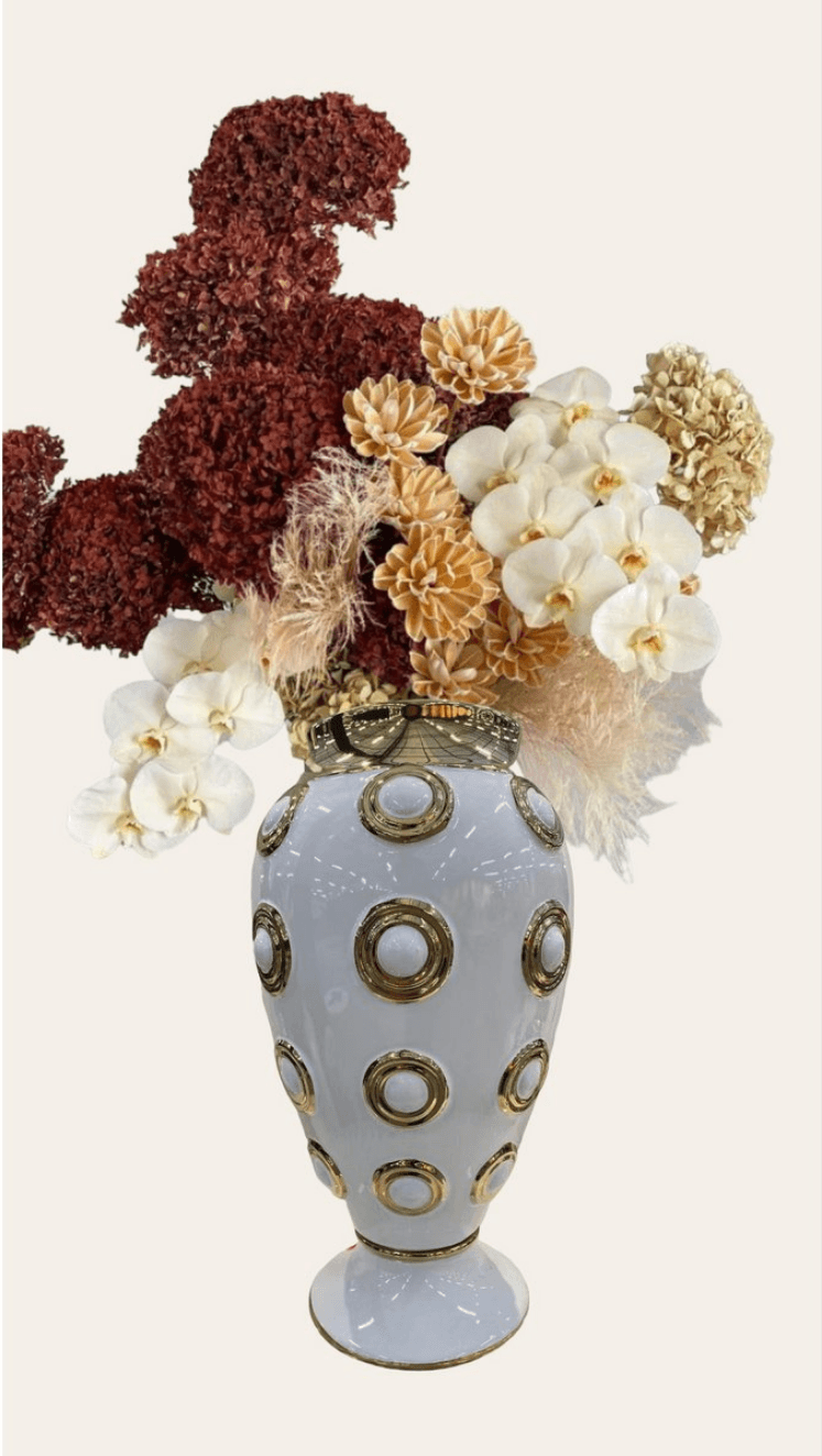 Keramikvase - Weiß Gold - Groß - Daily Stuff