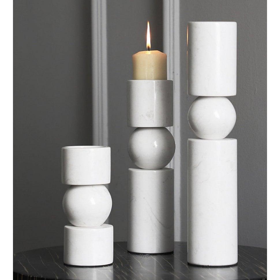 Kerzenhalter - Marmor - Weiß - Größe M - Daily Stuff