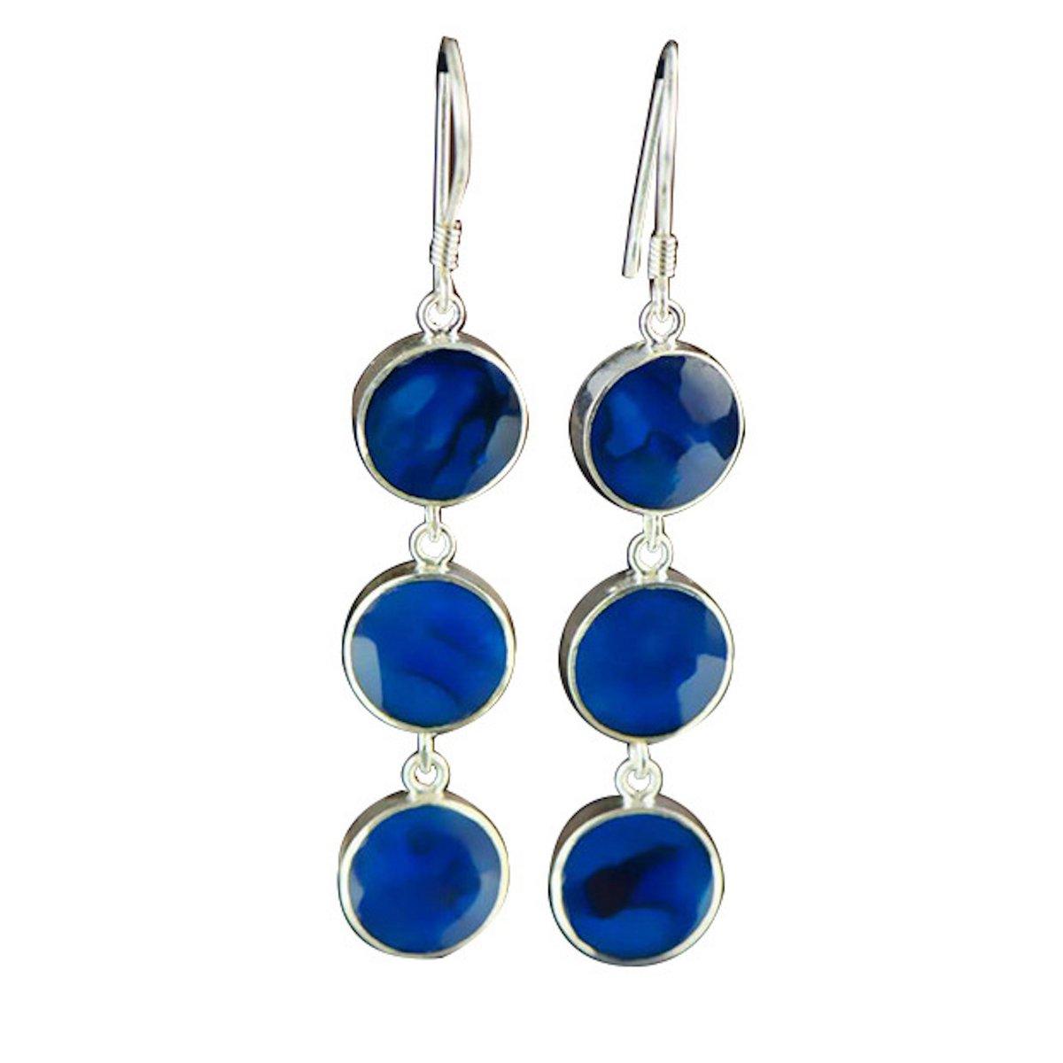 Blaue Abalone-Muschelohrringe – Handgefertigt aus 925er Silber - Daily Stuff