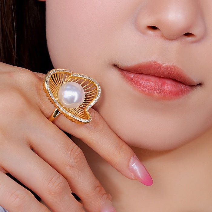 Lotusdesign funkelnde Perlenohrringe und Ringe