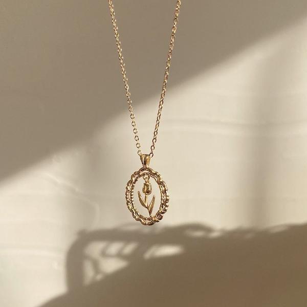 Moderne Vintage-Tulpen-Halskette – Gold-Vermeil - Daily Stuff