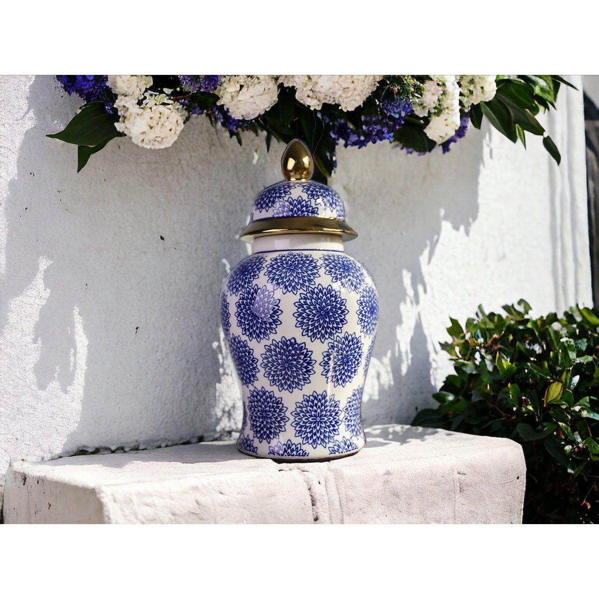 Porzellanvase - Weiß Blau - Groß - Daily Stuff