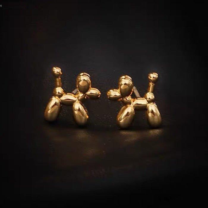 Niedliche kleine Ohrstecker mit Ballonhund – Gold und Silber - Daily Stuff