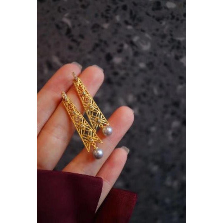 Königliche Drop-Ohrringe mit japanischen Aukoya-Perlen & Zirkonia – Eleganz in Perfektion