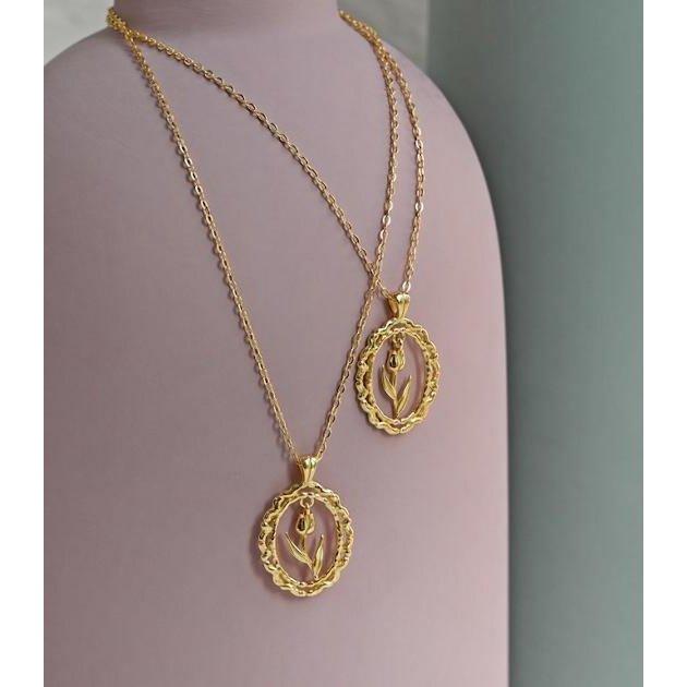 Moderne Vintage-Tulpen-Halskette – Gold-Vermeil - Daily Stuff