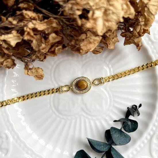 Vintage-inspiriertes Kettenarmband mit Tigerauge – Mut & Stil vereint