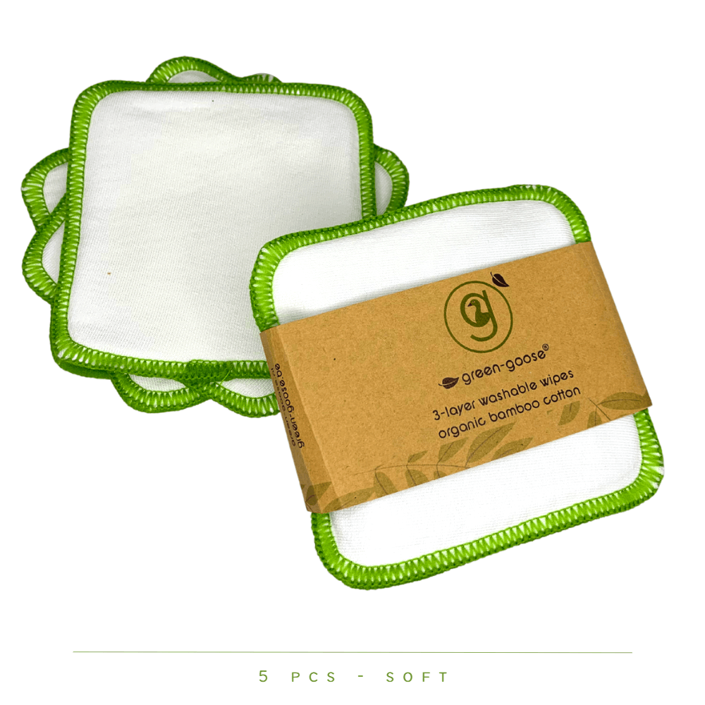 Wiederverwendbare XL Bambus Bio-Baumwolle 3-lagige Wattepads – 5 Stück – Weich - Daily Stuff