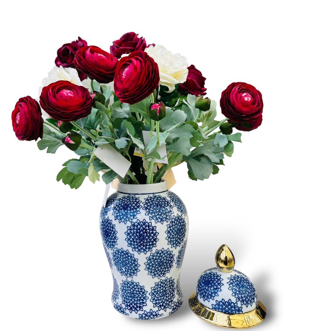 Porzellanvase - Weiß Blau - Groß - Daily Stuff