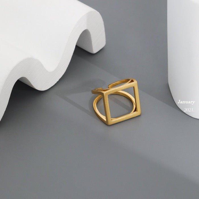 Quadratischer Ring aus Sterlingsilber und Gold-Vermeil mit auffälligem Look - Daily Stuff