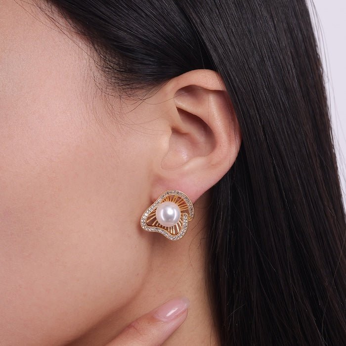Lotusdesign funkelnde Perlenohrringe und Ringe