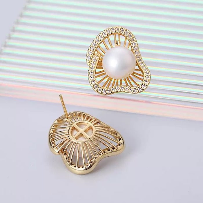 Lotusdesign funkelnde Perlenohrringe und Ringe