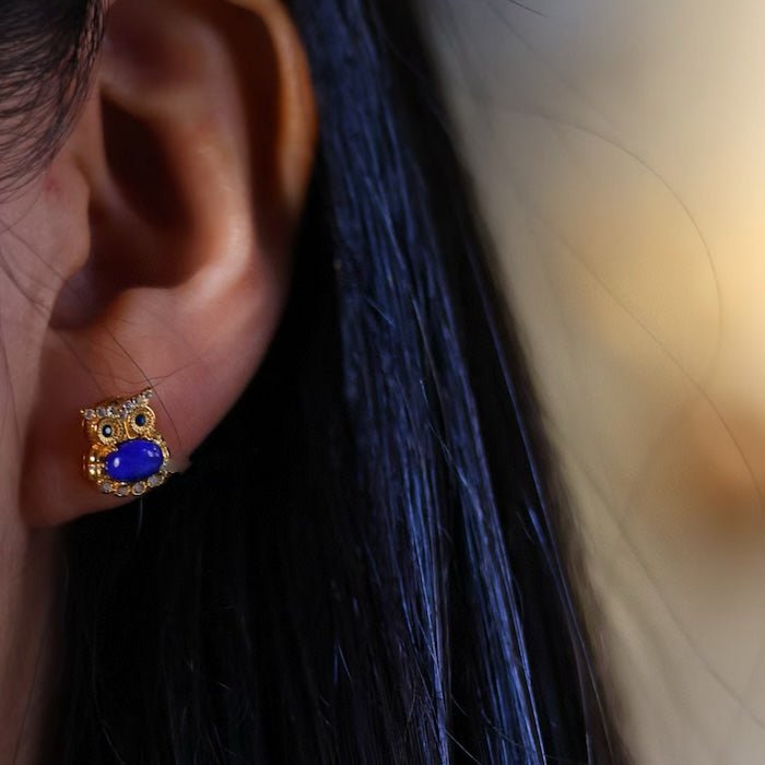 Lapis Owl Ohrstecker – Echte Edelsteine, verspielter Charme