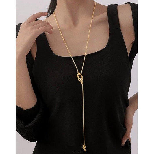 Minimalistische lange Pullover-Halskette mit Knoten - Daily Stuff
