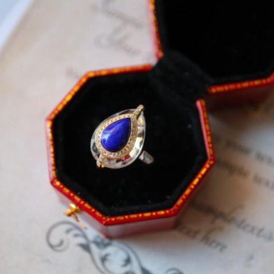 Verstellbarer Silberring mit klarem Quarzkristall & Lapis Lazuli – Eleganz trifft spirituelle Tiefe