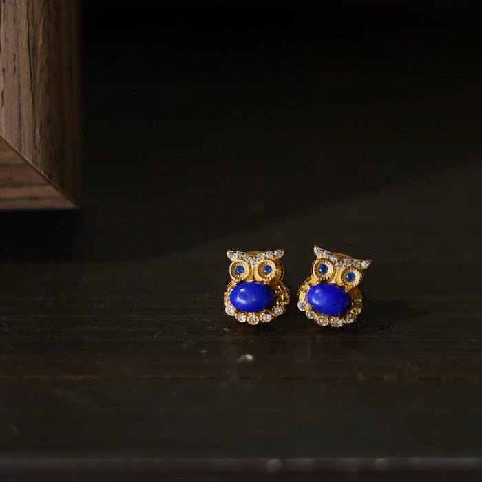Lapis Owl Ohrstecker – Echte Edelsteine, verspielter Charme