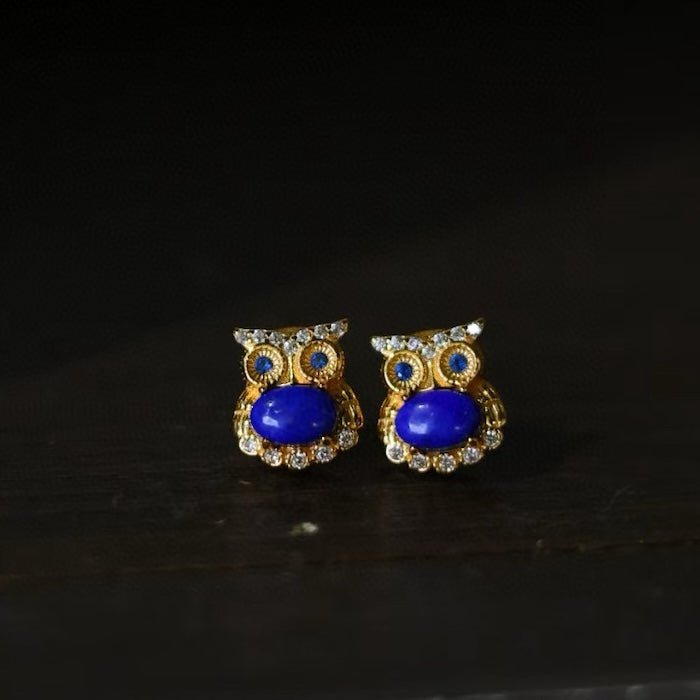 Lapis Owl Ohrstecker – Echte Edelsteine, verspielter Charme