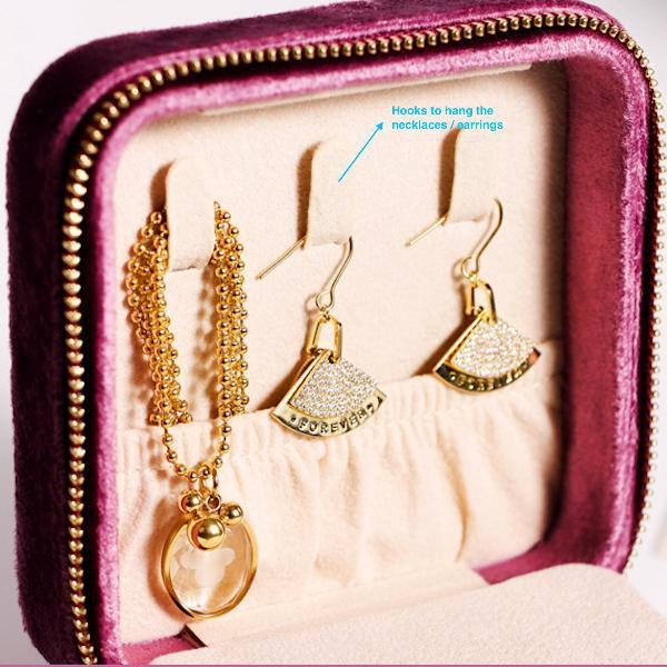 Tragbare Reise-Schmuckschatulle aus Samt im Vintage-Stil - Daily Stuff