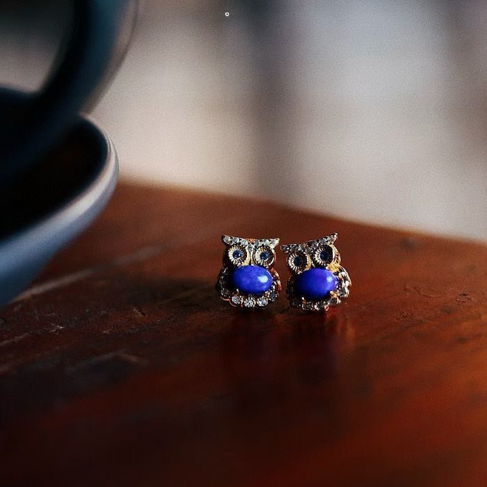 Lapis Owl Ohrstecker – Echte Edelsteine, verspielter Charme