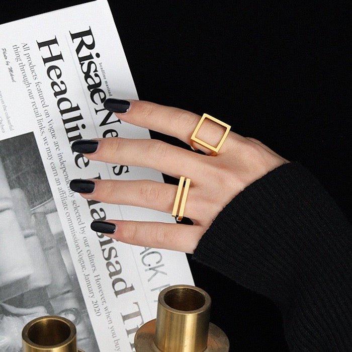 Quadratischer Ring aus Sterlingsilber und Gold-Vermeil mit auffälligem Look - Daily Stuff