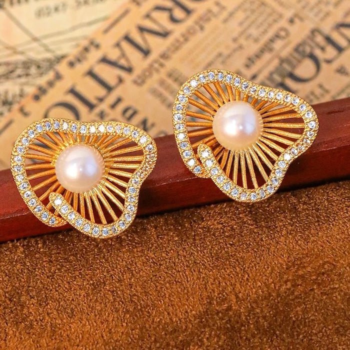 Lotusdesign funkelnde Perlenohrringe und Ringe