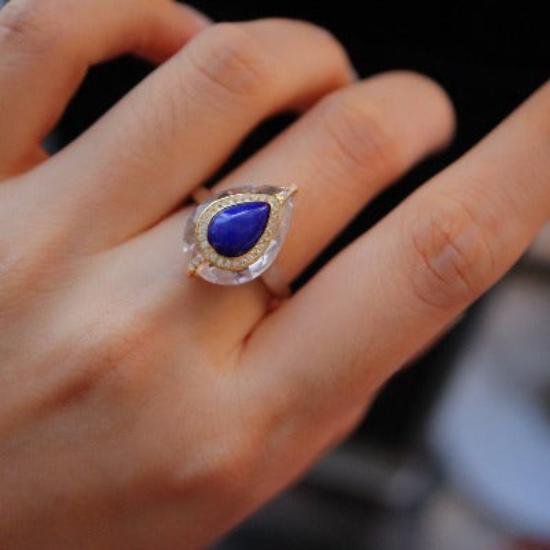 Verstellbarer Silberring mit klarem Quarzkristall & Lapis Lazuli – Eleganz trifft spirituelle Tiefe