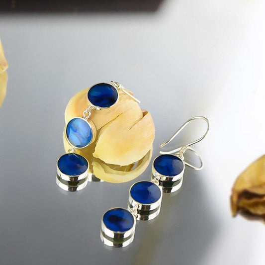 Blaue Abalone-Muschelohrringe – Handgefertigt aus 925er Silber - Daily Stuff