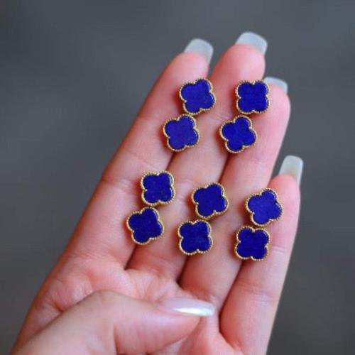 Lucky Clover – Lapis Lazuli Ohrstecker in Kleeblattform