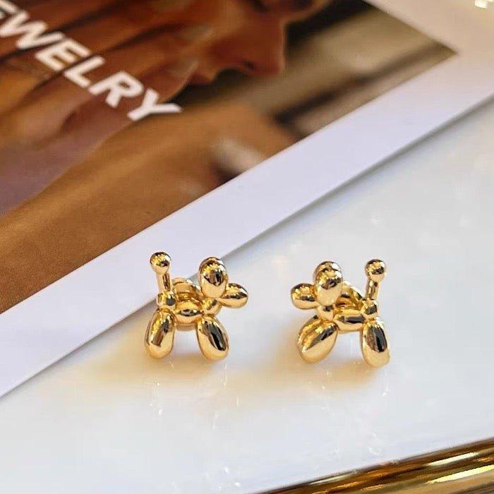 Niedliche kleine Ohrstecker mit Ballonhund – Gold und Silber - Daily Stuff