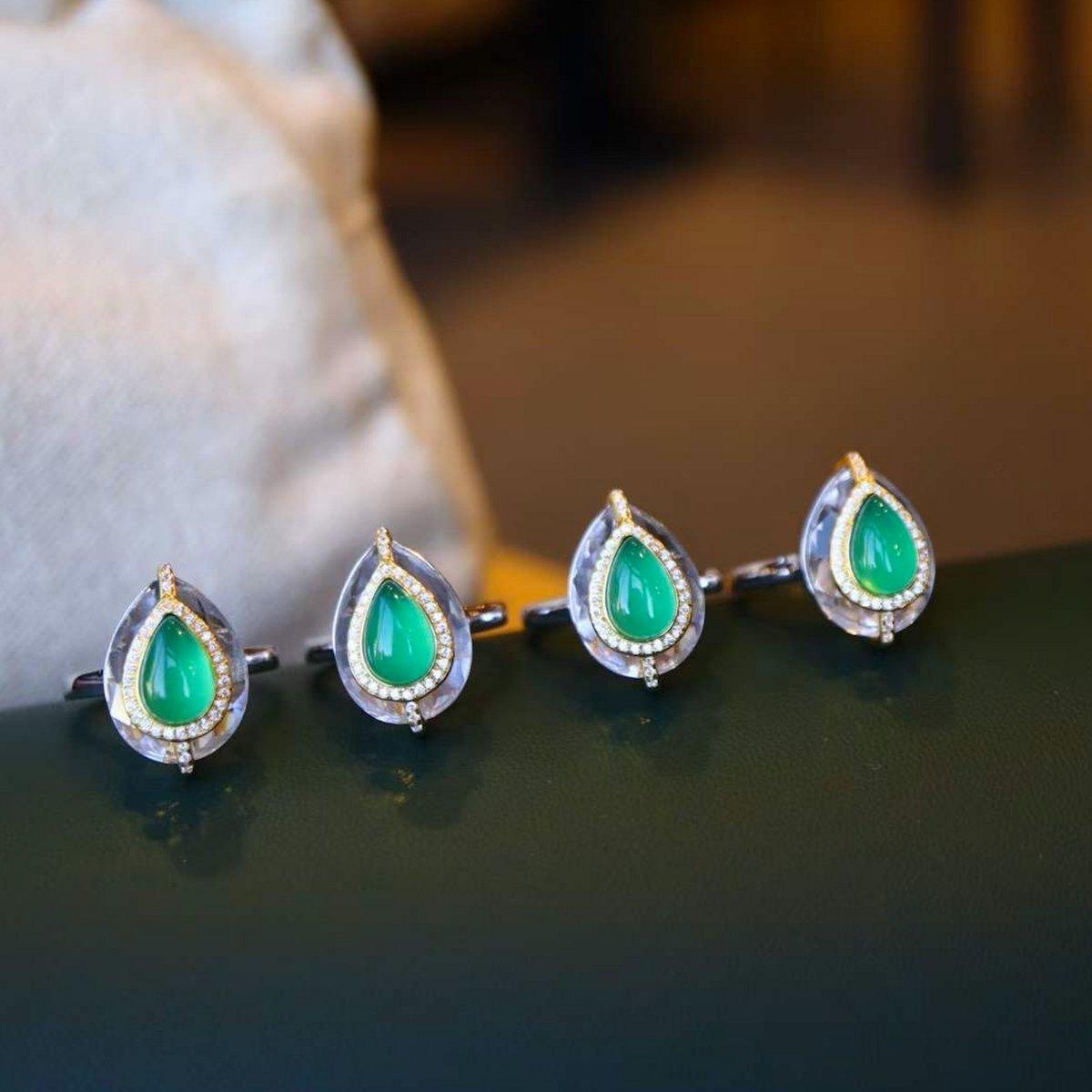 Königsgrün – Sterlingsilber-Ring mit grünem Onyx im Birnenschliff – verstellbar - Daily Stuff