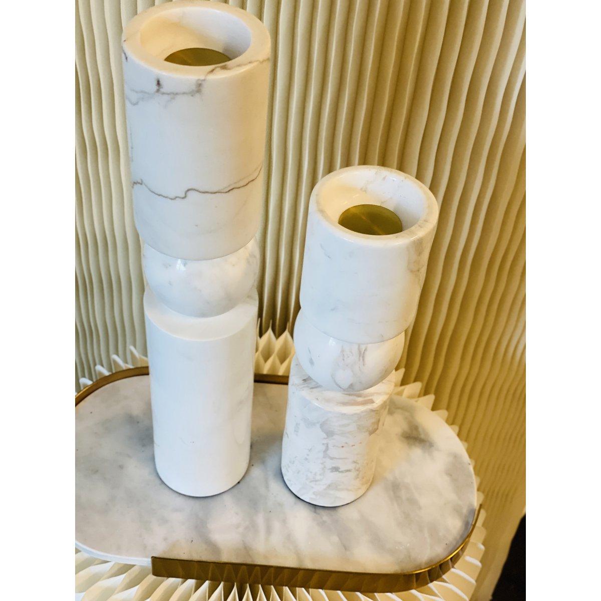 Kerzenhalter - Marmor - Weiß - Größe S - Daily Stuff