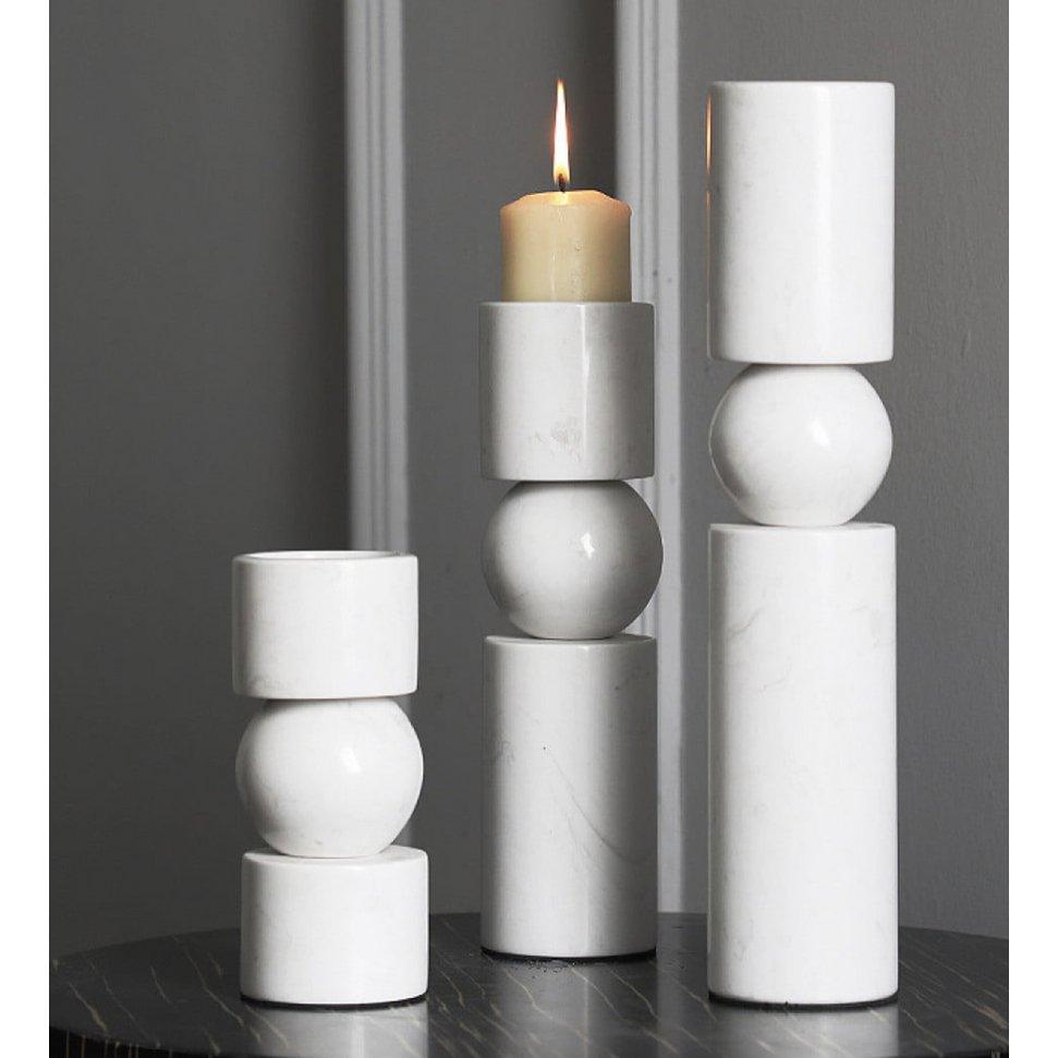 Kerzenhalter - Marmor - Weiß - Größe S - Daily Stuff