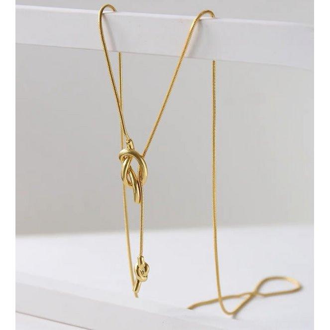 Minimalistische lange Pullover-Halskette mit Knoten - Daily Stuff