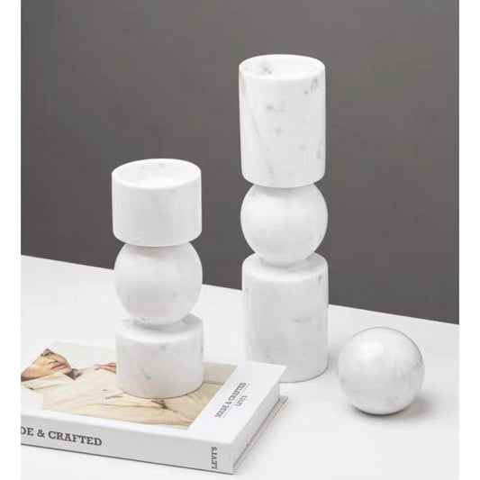Kerzenhalter - Marmor - Weiß - Größe M - Daily Stuff